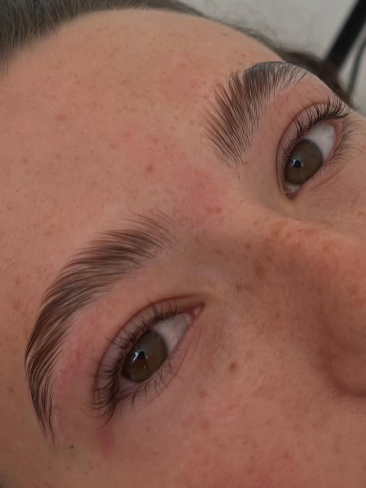 Brow lamination with a soft, brushed-up finish